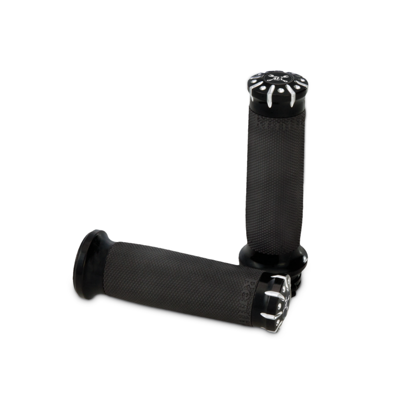 Burly Brand 82-17 H-D Dual Cable Set Hawk Billet Handle Grip Set - Black Machined