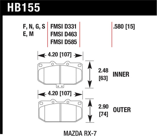 Hawk 93-95 Mazda RX-7 Blue 9012 Front Brake Pads