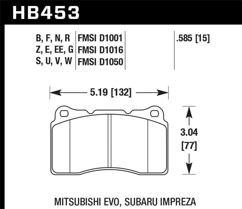 Hawk 03-06 Evo / 04-09 STi / 09-10 Genesis Coupe (Track Only) / 2010 Camaro SS DTC-60 Race Front Bra