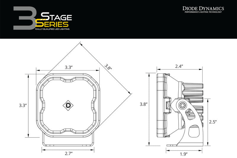 Diode Dynamics SS3 Max ABL - Yellow Combo Standard (Pair)