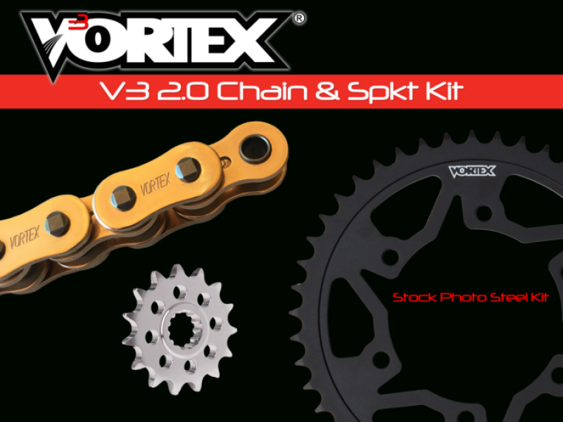 Vortex Racing V3 2.0 Chain and Sprocket Kit 2910-17,435CS-45,G525SX3-116- Gold