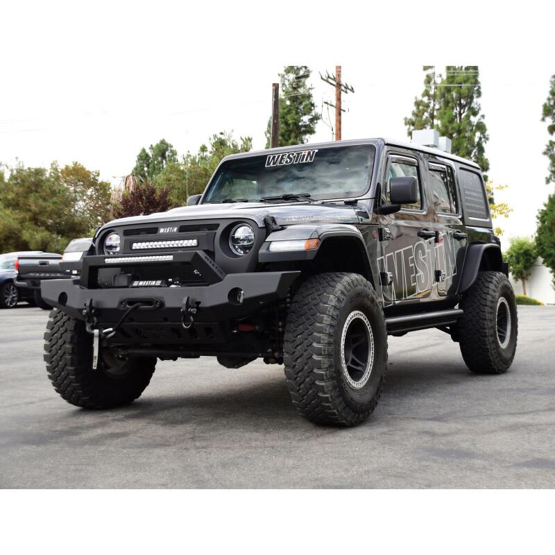 Westin 18-20 Jeep Wrangler WJ2 Full Width Front Bumper w/LED Light Bar Mount Textured Black