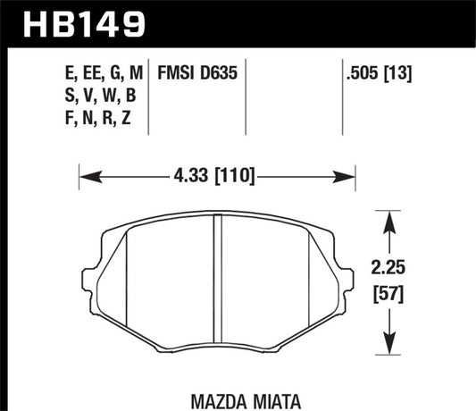 Hawk 94-05 Mazda Miata 1.8L Base Front ER-1 Brake Pads