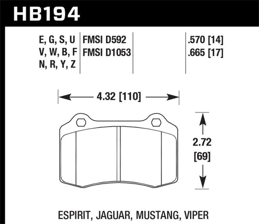 Hawk 2010 Camaro SS HP+ Street Rear Brake Pads