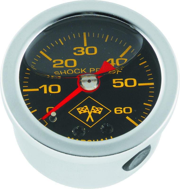 Bikers Choice 0-60 PSI Oil Pressure Gauge Black Face Stainless Bezel Liquid Filled Universal Custom