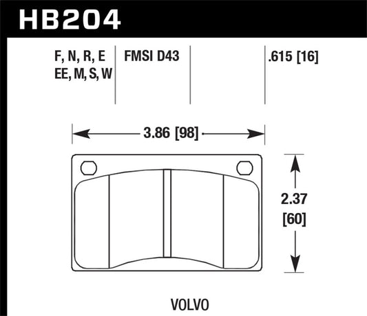 Hawk 90-93 Volvo 240 DTC-30 Front Race Pads