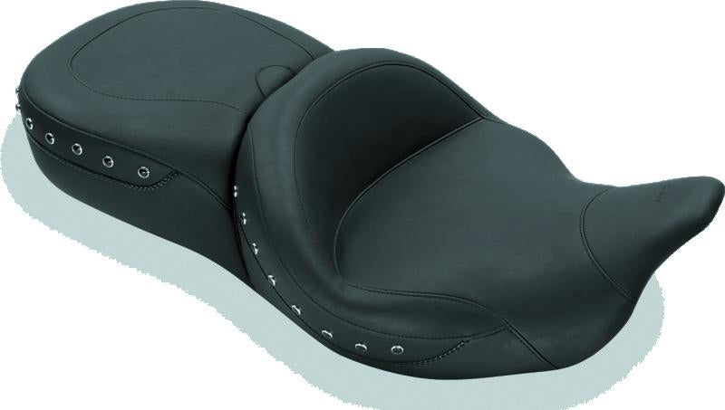 Mustang 08-21 Harley Electra Glide,Rd Glide,Rd King,Str Glide Super Tour 1PC Seat Blk Pearls - Black
