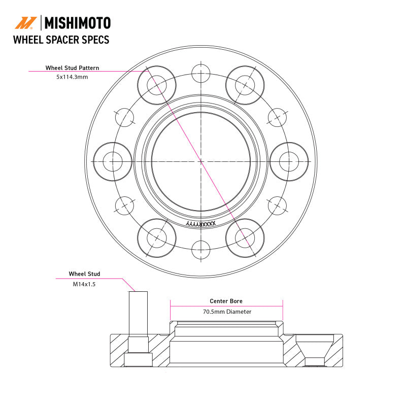 Mishimoto Wheel Spacers - 5X114.3 / 70.5 / 35 / M14 - Black