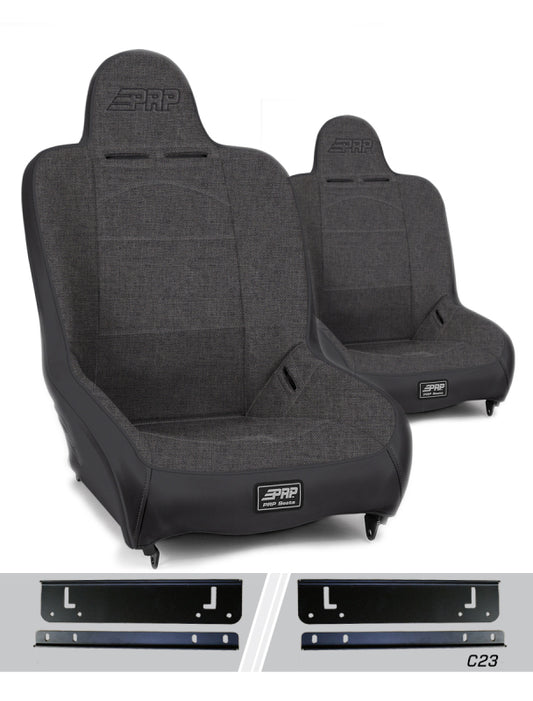 PRP 97-02 Jeep Wrangler TJ Premier High Back Suspension Seats Kit (Pair) - Gray