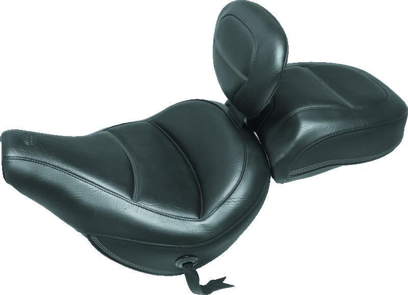Mustang 08-21 Harley Electra Glide,Rd Glide,Rd King Tripper Fastback 1PC Seat w/Diam Stitch - Black