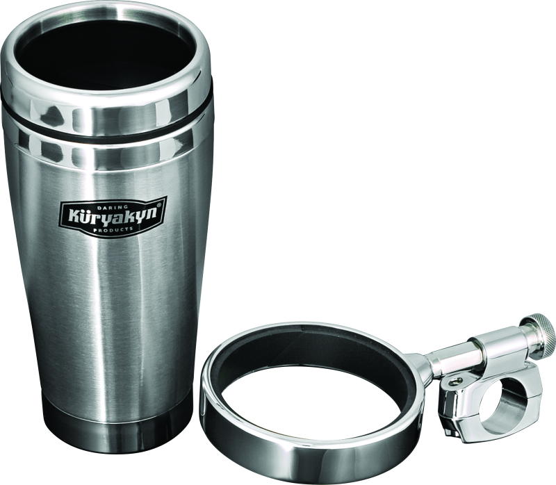 Kuryakyn Drink Holder With Stainless Steel Mug 1 inch Bar Clamp Chrome