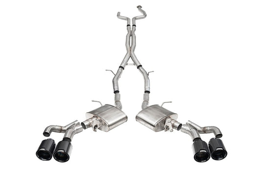 Corsa 2022-25 Caddy CT5 V Blackwing 3in. Cat-Back w/ Act. Exh. - Dbl X-Pipe - Twin 4.5in. BlkCF Tips