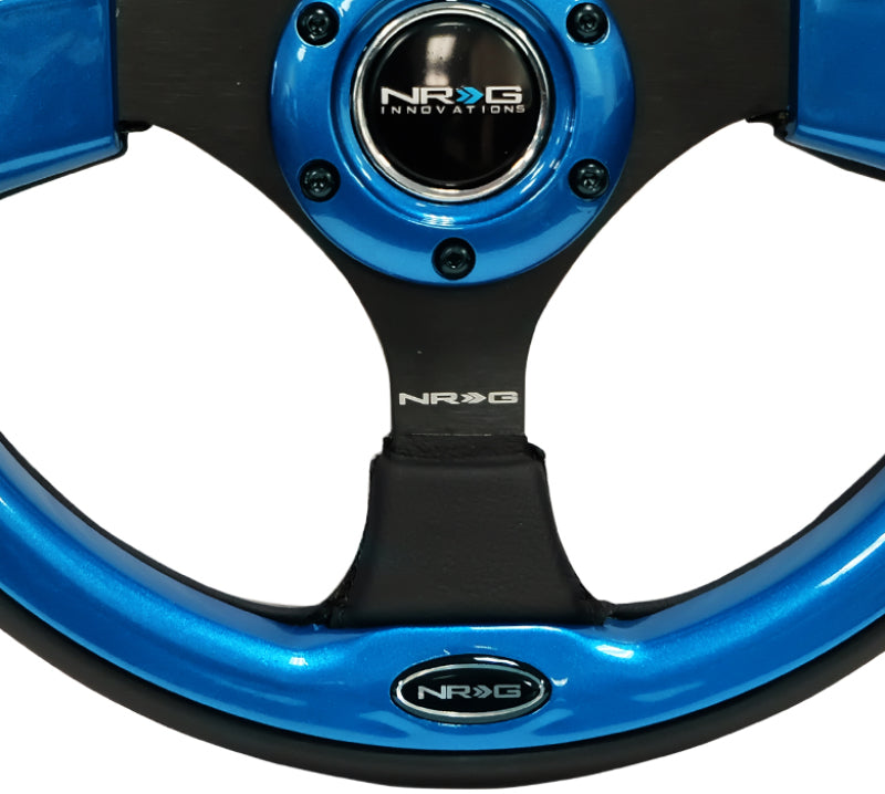 NRG Reinforced Steering Wheel (320mm) Blk w/Blue Trim