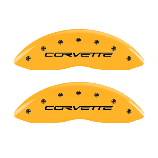 MGP 4 Caliper Covers Engraved Front & Rear C6/Corvette Yellow finish black ch