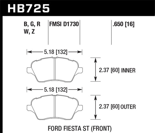 Hawk 2014 Ford Fiesta ST Performance Ceramic Front Brake Pads