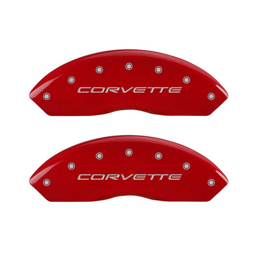 MGP 4 Caliper Covers Engraved Front & Rear C5/Corvette Red finish silver ch