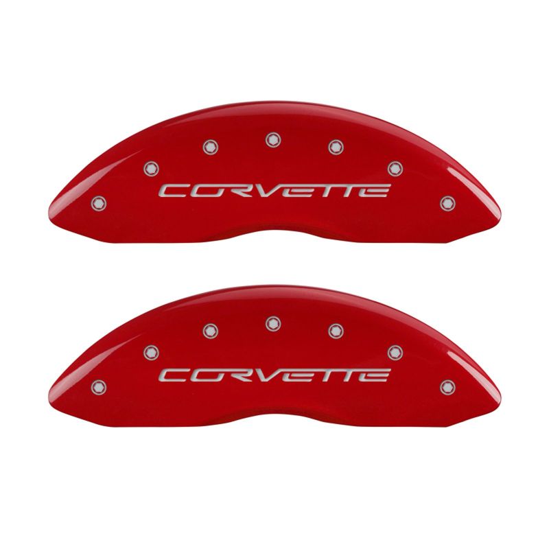 MGP 4 Caliper Covers Engraved Front & Rear C6/Corvette Red finish silver ch