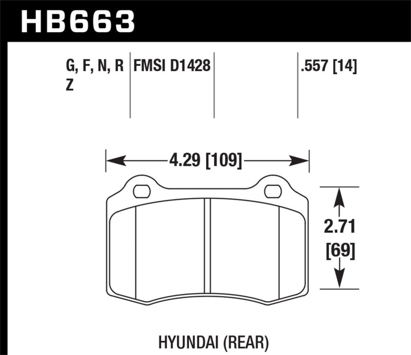 Hawk 10 Hyundai Genesis Coupe (Track w/ Brembo Breaks) HPS Street 14mm Rear Brake Pads