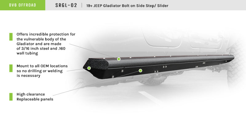 DV8 Offroad 2019+ Jeep Gladiator Side Step/Sliders