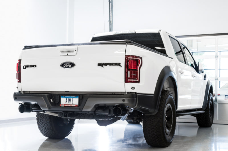 AWE Tuning 2017+ Ford Raptor 0 FG Performance Exhaust System - w/ Diamond Black Tips