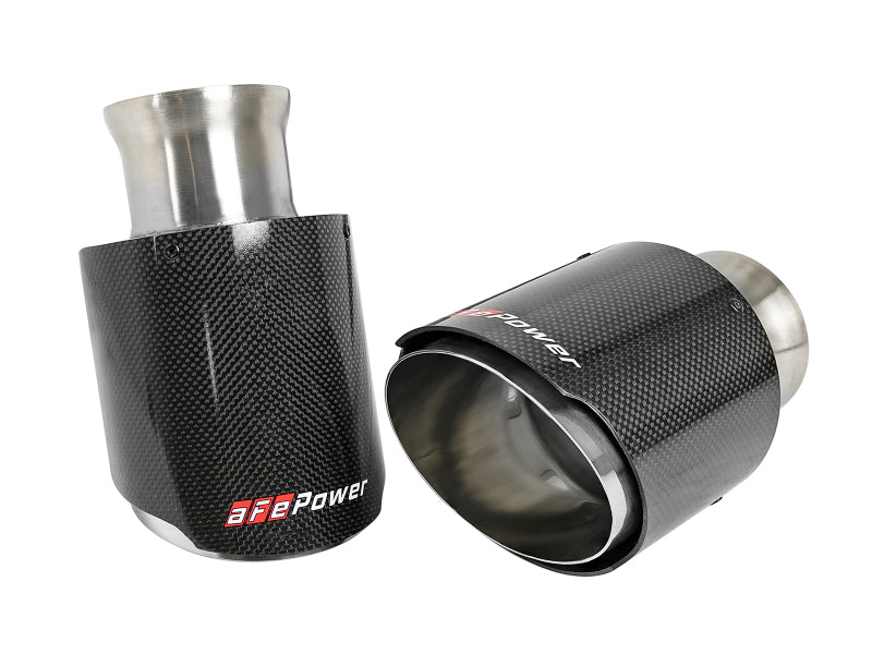 aFe MACH Force-XP 4-1/2in Carbon Fiber OE Replacement Exhaust Tips - 15-19 Dodge Charger/Hellcat