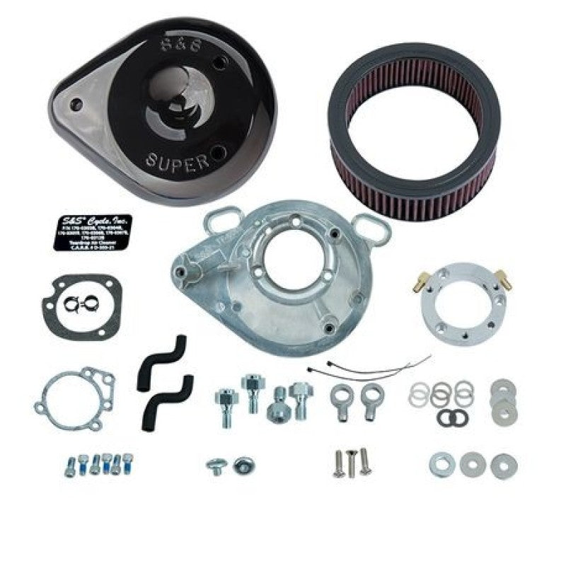 S&S Cycle 01-17 Stock EFI BT Models Teardrop Air Cleaner Kit - Gloss Black