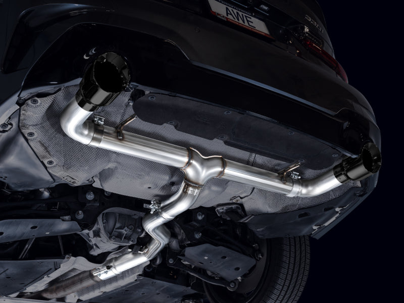 AWE Tuning 19-23 BMW 330i / 21-23 BMW 430i Base G2X Track Edition Axle-Back Exhaust - Diamond Black