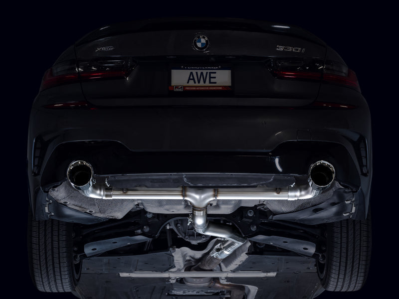 AWE Tuning 19-23 BMW 330i / 21-23 BMW 430i Base G2X Track Edition Axle-Back Exhaust - Chrome Silver