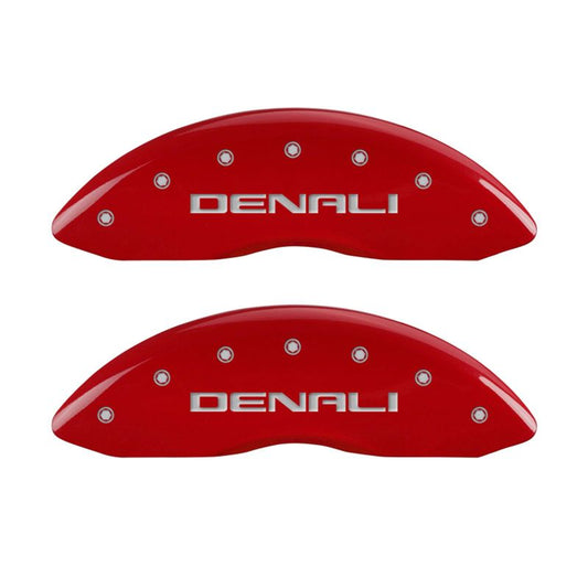 MGP 4 Caliper Covers Engraved Front & Rear Denali Red finish silver ch