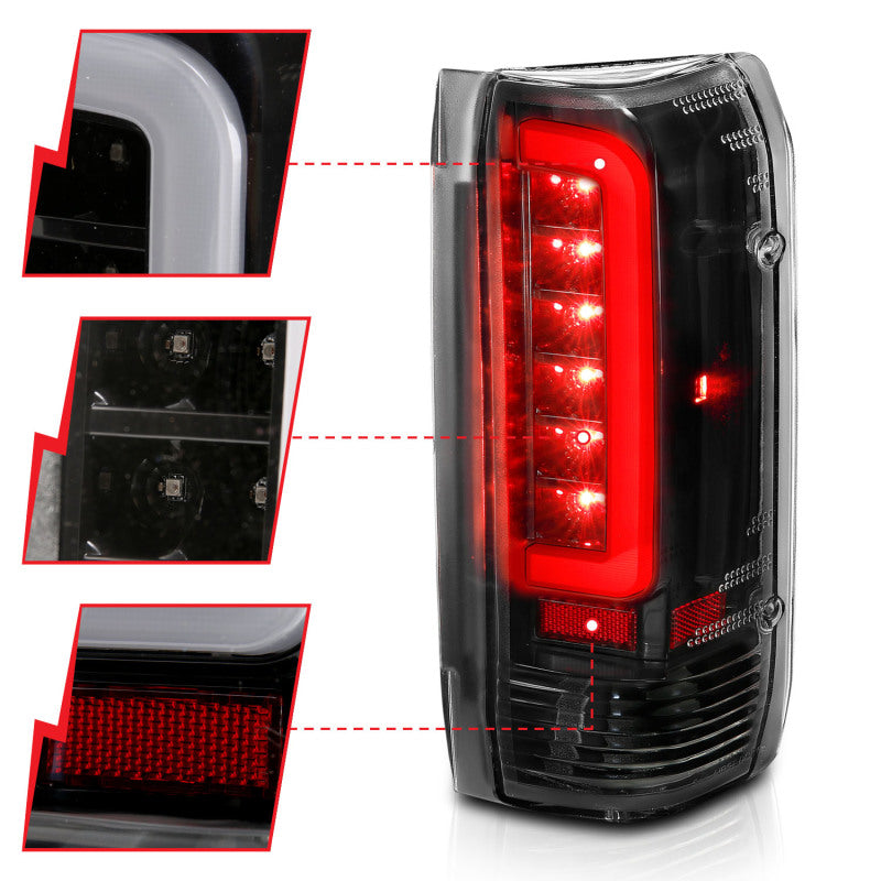 ANZO 1987-1996 Ford F-150 LED Taillights Black Housing Clear Lens (Pair)