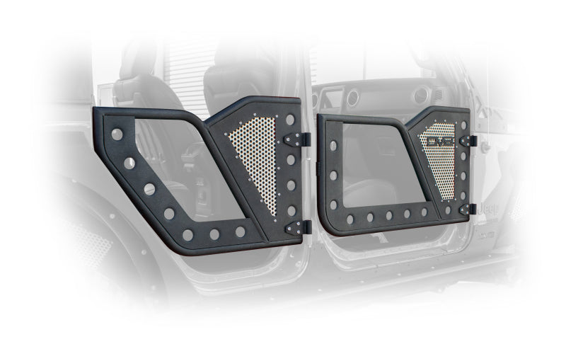 DV8 Offroad Jeep 18+ Wrangler JL / 20+ Gladiator JT Front Rock Doors w/ Perforated Aluminum Mesh