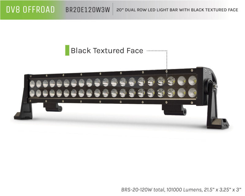 DV8 Offroad BRS Pro Series 20in Light Bar 120W Flood/Spot 3W LED - Black