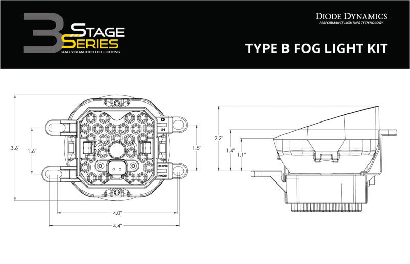 Diode Dynamics SS3 Sport Type B Kit ABL - Yellow SAE Fog